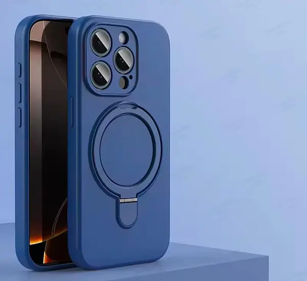 Case Silicona Soporte Azul Protector Camaras Iphone 16pro+