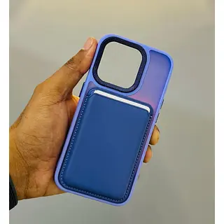 Case Magsafe Tarjetero En Cuero Lila Iphone 16