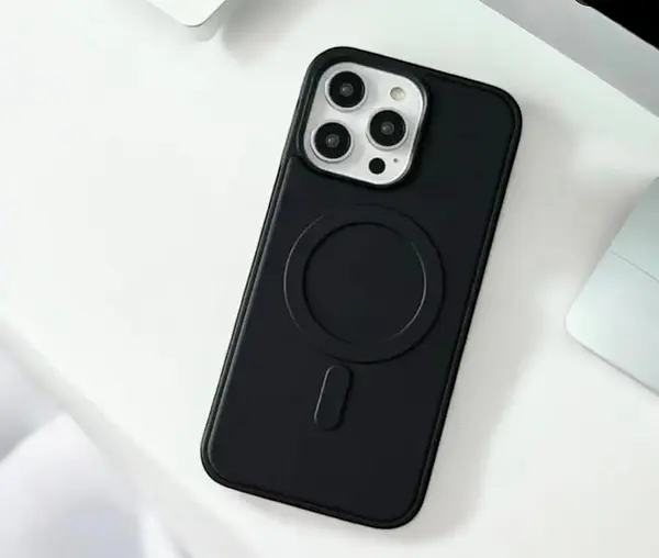 Case Diseño Cuero Magsafe Negro Iphone 16pro+