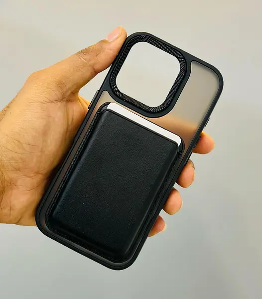 Case Magsafe Tarjetero En Cuero Negro Iphone 16pro+