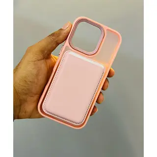 Case Magsafe Tarjetero En Cuero Rosado Iphone 15pro
