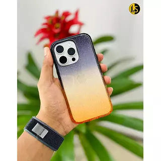 Case Degrade Escarchado Negro-Naranja Iphone 15pro