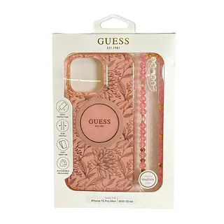 Case Original Guess Diseño Floral Rosado Iphone 16pro+