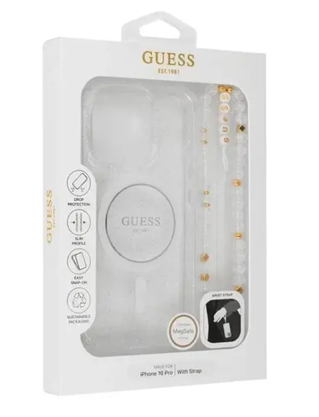 Case Original Guess Escarcha Transparente Iphone 16pro+
