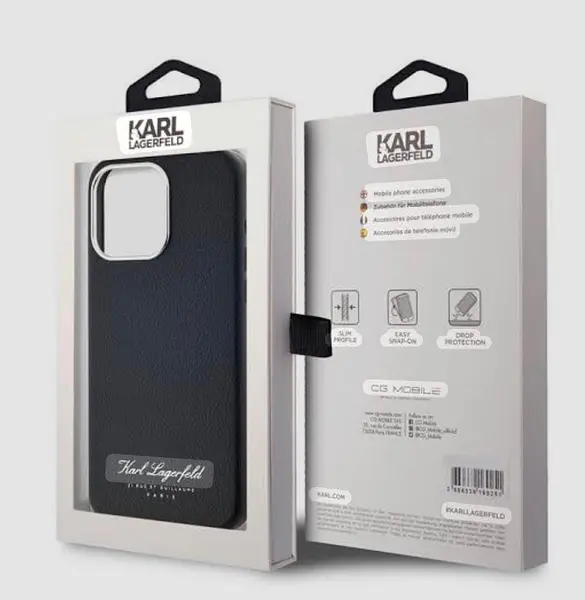 Case Original Karl Lagerfeld Negro Cuero Iphone 16pro+