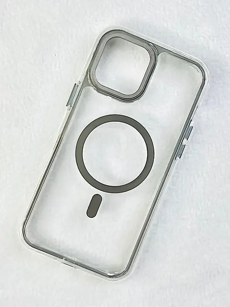 Case Magsafe Transparente Borde Negro Iphone 15