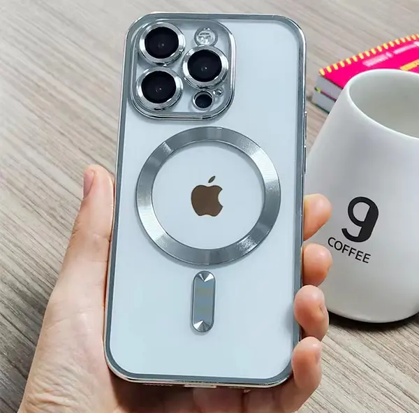 Case Magsafe Plateado Protector Cámaras Iphone 16pro+