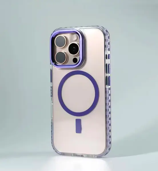 Case Magsafe 360 Soporte Borde Morado Iphone 16pro+