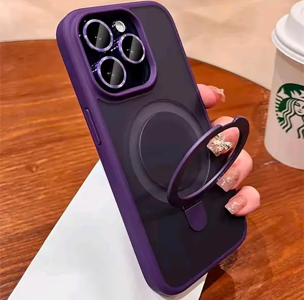Case Magsafe Morado Mate Protector Cámaras Iphone16pro+