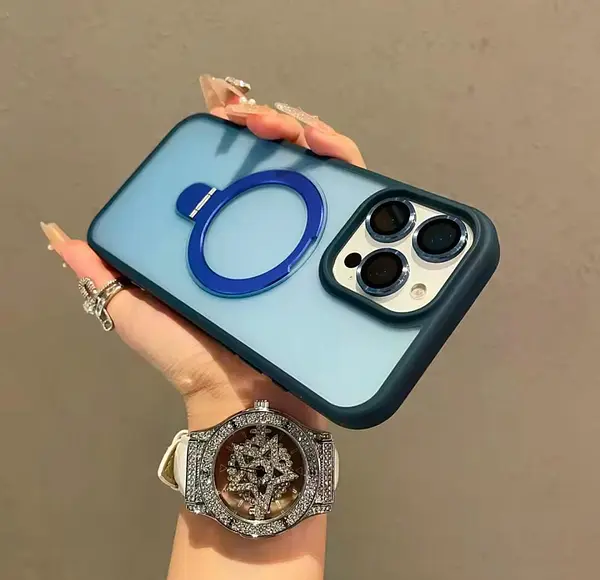 Case Magsafe Azul Mate Protector Cámaras Iphone 16