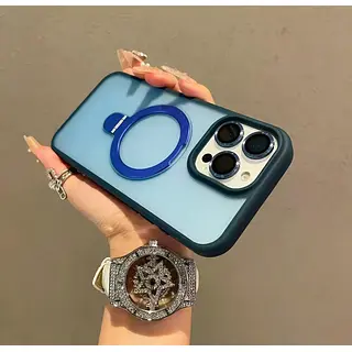 Case Magsafe Azul Mate Protector Cámaras Iphone 14