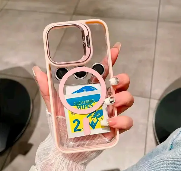 Case Magsafe Borde Rosado Protector Cámaras Iphone 16pro+