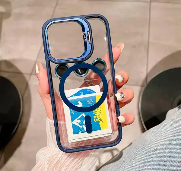 Case Magsafe Borde Azul Protector Cámaras Iphone 16
