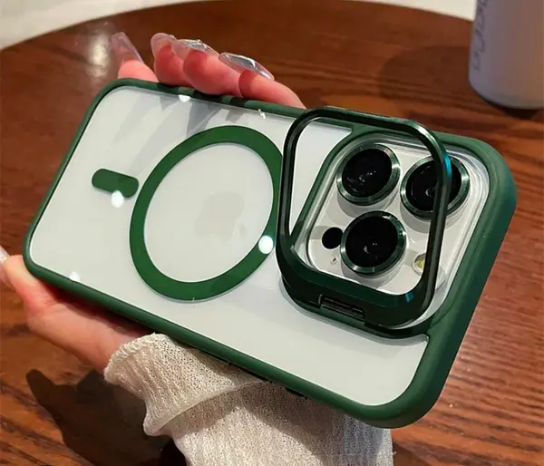 Case Magsafe Borde Verde Protector Cámaras Iphone 15