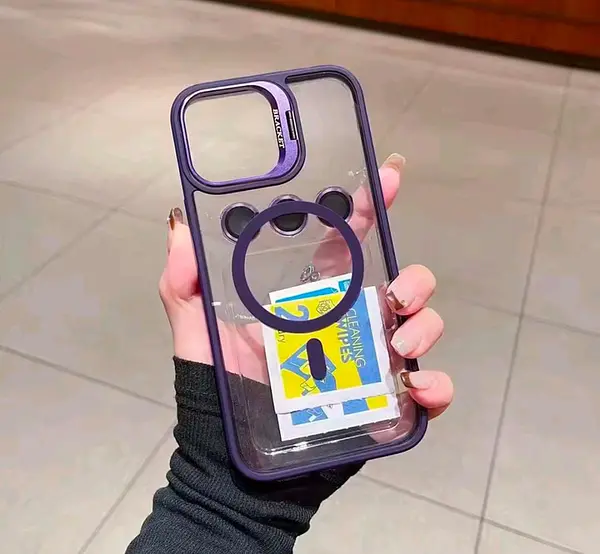 Case Magsafe Borde Morado Protector Cámaras Iphone 15