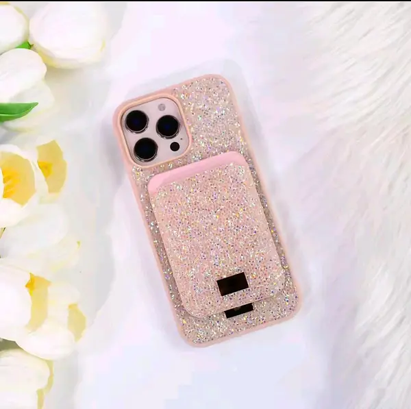 Case Diseño Swarovski Tarjetero Rosado Iphone 16 Pro+