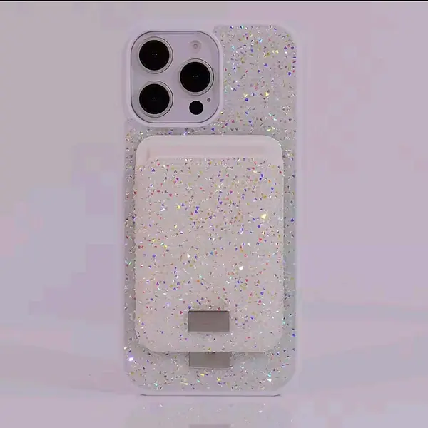 Case Diseño Swarovski Tarjetero Blanco Iphone 15 Pro+