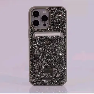 Case Diseño Swarovski Tarjetero Gris Iphone 15