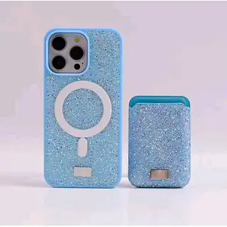 Case Diseño Swarovski Tarjetero Azul Claro Iphone 15