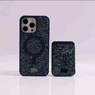 Case Diseño Swarovski Tarjetero Azul Iphone 14 Pro+