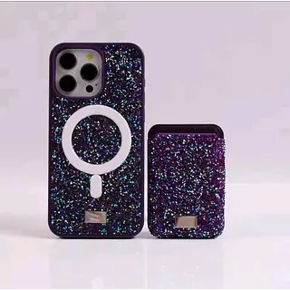 Case Diseño Swarovski Tarjetero Morado Iphone 11