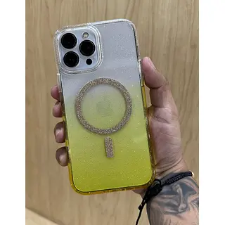 Case Transparente Magsafe Escarcha Amarillo Iphone 16pro+