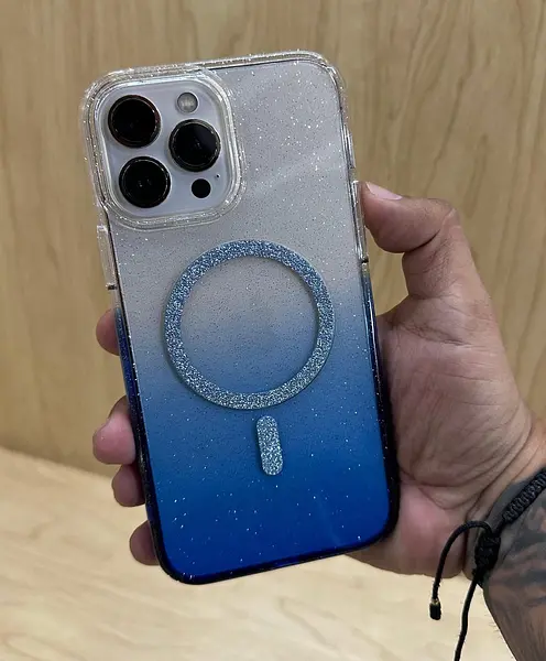 Case Transparente Magsafe Escarcha Azul Iphone 16