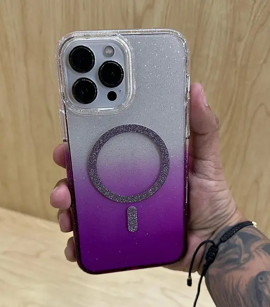 Case Transparente Magsafe Escarcha Morado Iphone 16pro