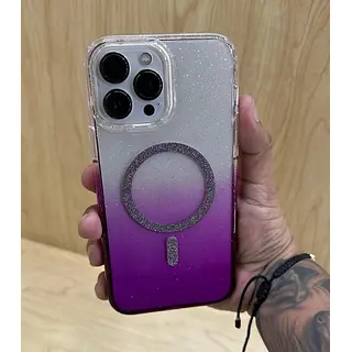 Case Transparente Magsafe Escarcha Morado Iphone 15pro+