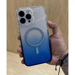 Case Transparente Magsafe Escarcha Azul Iphone 15