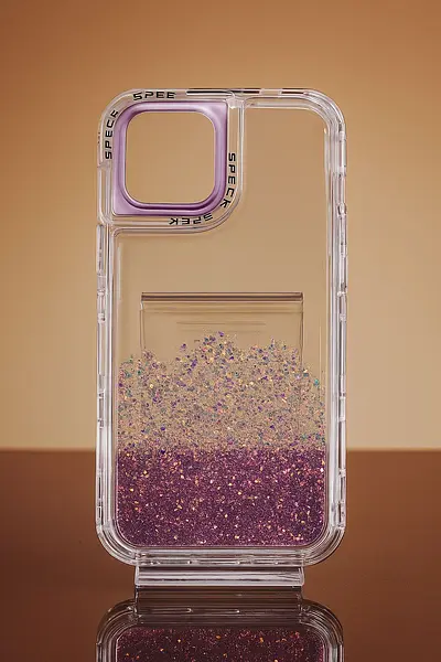 Case Transparente 360° Escarcha Lila Iphone 14pro+