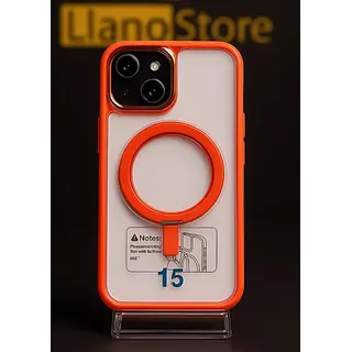 Case Magsafe Soporte Transparente Borde Naranja Iphone16pro+