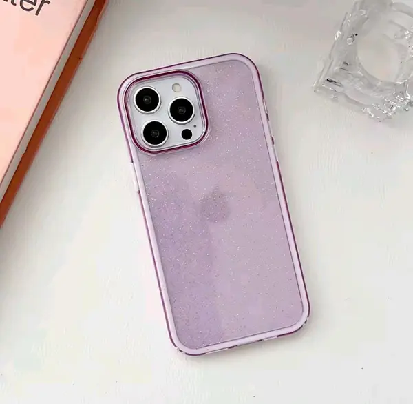 Case Escarcha Lila Borde Blanco Iphone 15